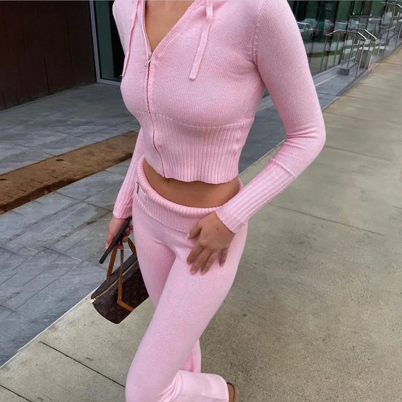 Pink Sweater Pants Set